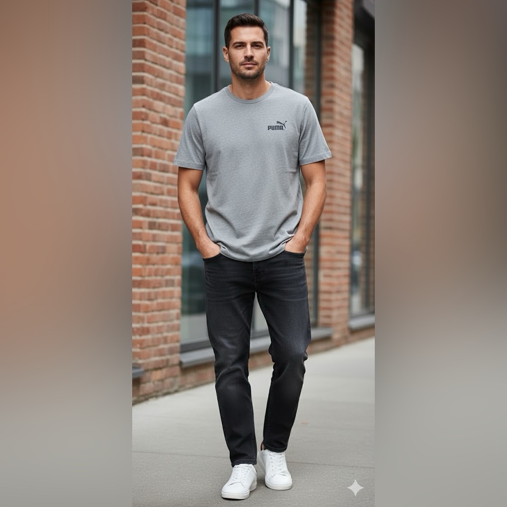 Puma Men's Short Sleeve Gray Tee
